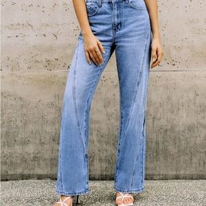 Commense Blue Flare Wide Leg Jeans